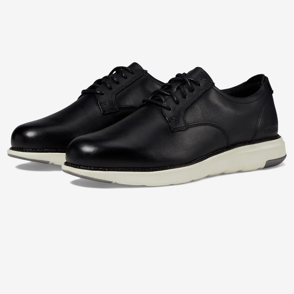 Cole Haan- Men's Grand Atlantic Black Leather Oxfords with White Soles